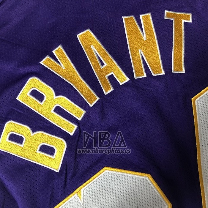 Camiseta Los Angeles Lakers Kobe Bryant NO 24 60th Anniversary Mitchell & Ness 2007-08 Violeta